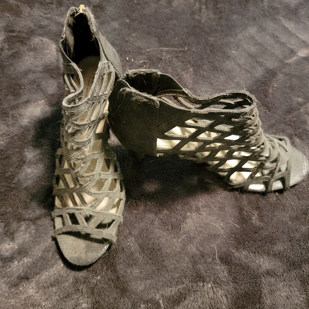 Black caged dress heels